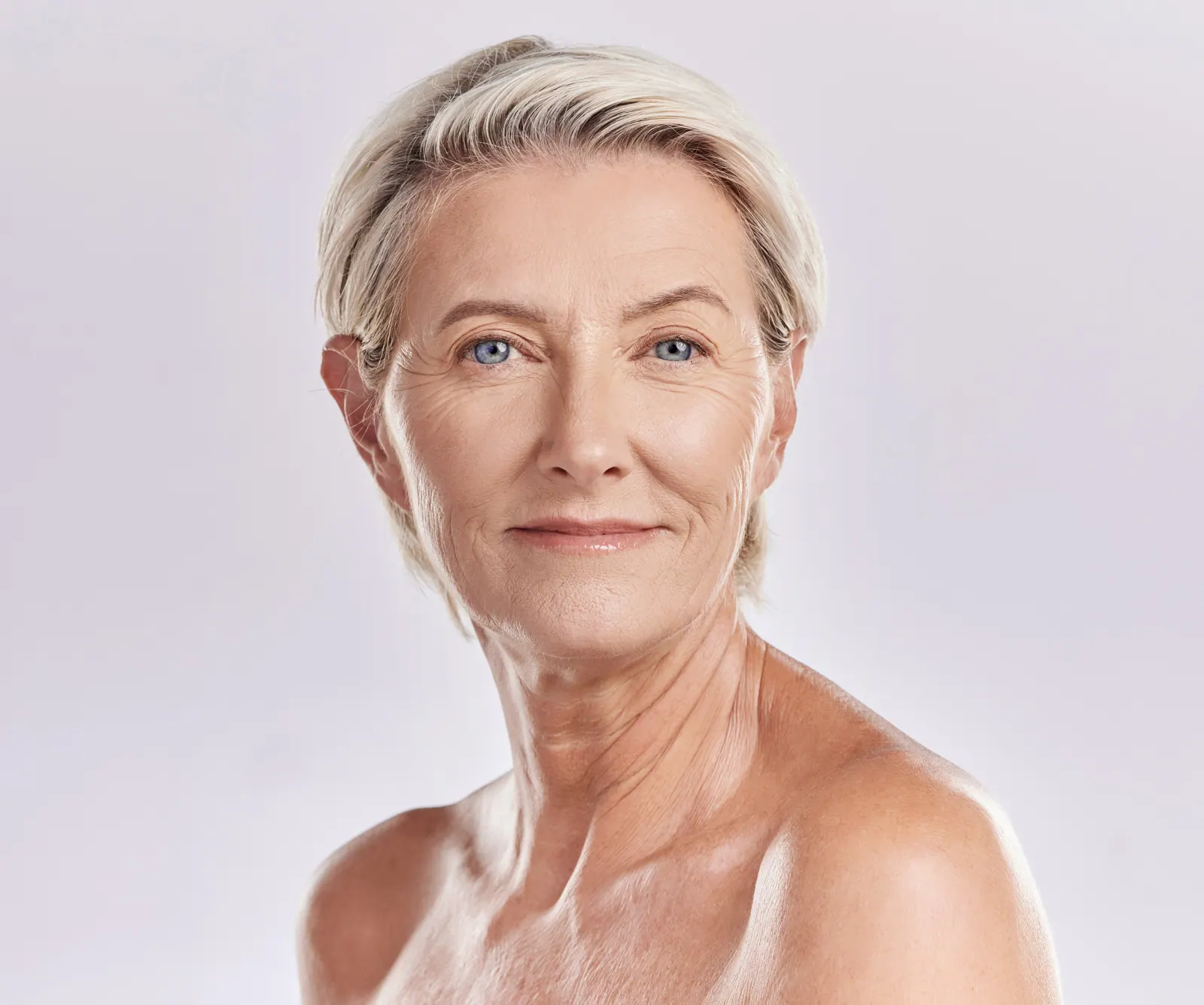 Beautiful senior woman portrait on white backgroun